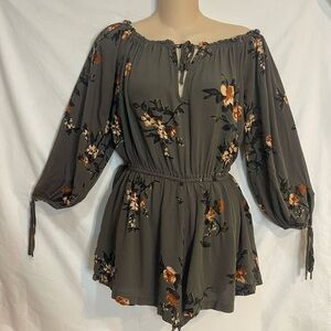 FREE PEOPLE Floral Long Sleeve Blouse Over Size